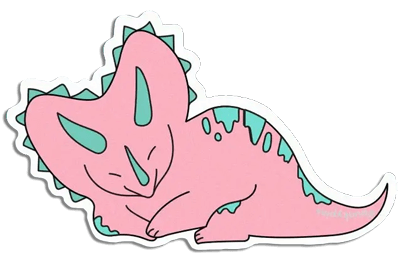 Pink and Green Triceratops Dinosaur Large Vinyl Sticker