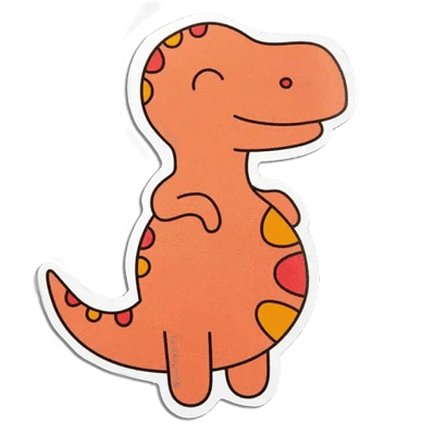 Chubby Orange Dinosaur Large Vinyl Sticker