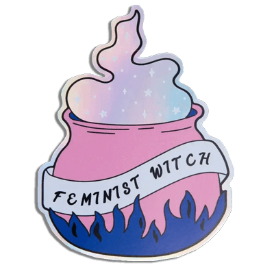 Roundworld Punky Pin laptop sticker Feminist Witch