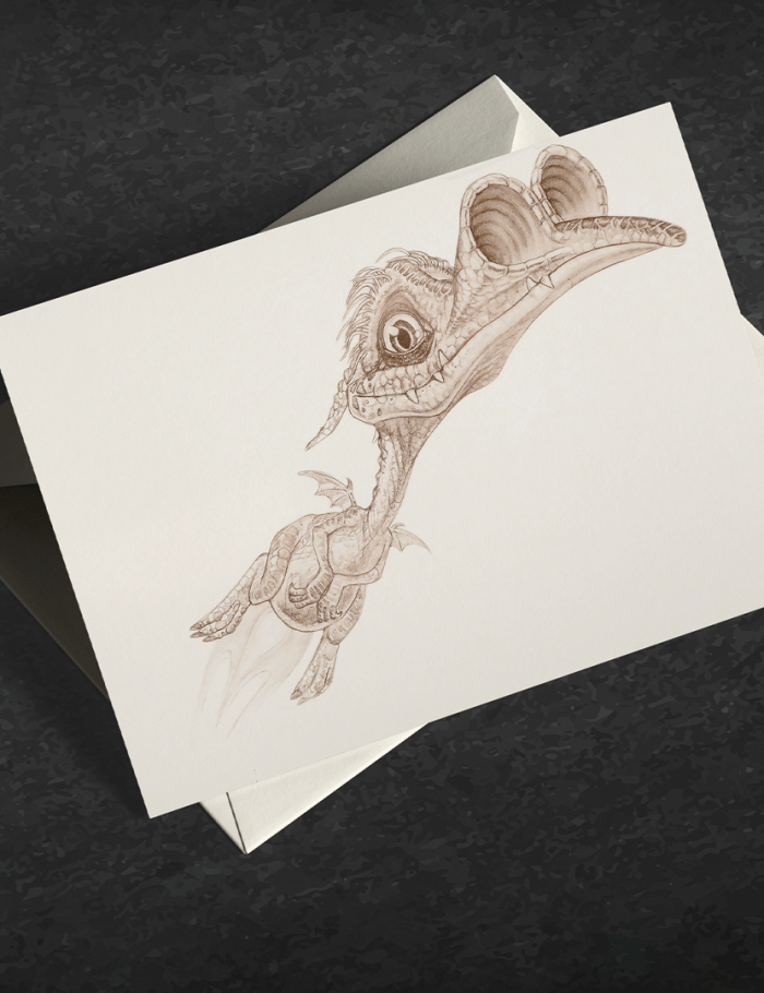 Discworld sepia greetings card featuring Errol