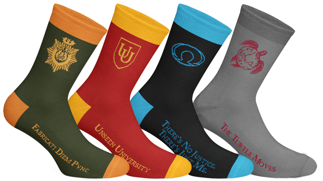 Discworld Socks - Complete Set of 4 Pairs - 7-11 Discworld Socks - Complete Set of 4 Pairs - 7-11