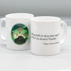 Bright white ceramic mug featuring the Wyrd Sisters by Paul Kidby, Discworld witches characters with the quote "When shall we three meet again? Well, I can do next Tuesday."