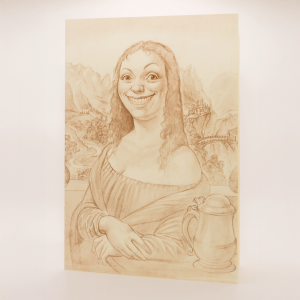 Discworld sepia greetings card featuring Mona Ogg II