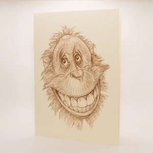 Discworld sepia greetings card featuring The Librarian