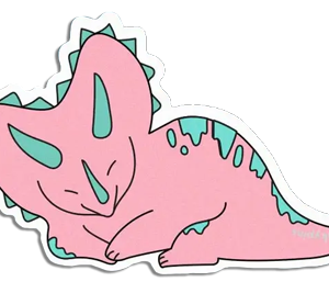 Pink and Green Triceratops Dinosaur Large Vinyl Sticker