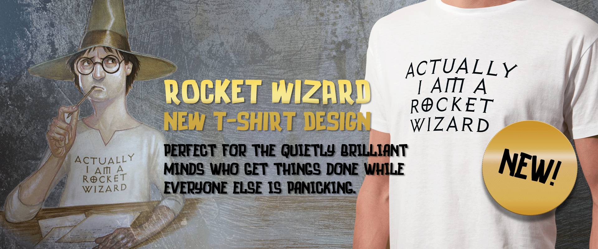 Rocket Wizard Discworld T-Shirt in white