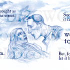 Discworld mug featuring Angua and Carrot in a romantic embrace.