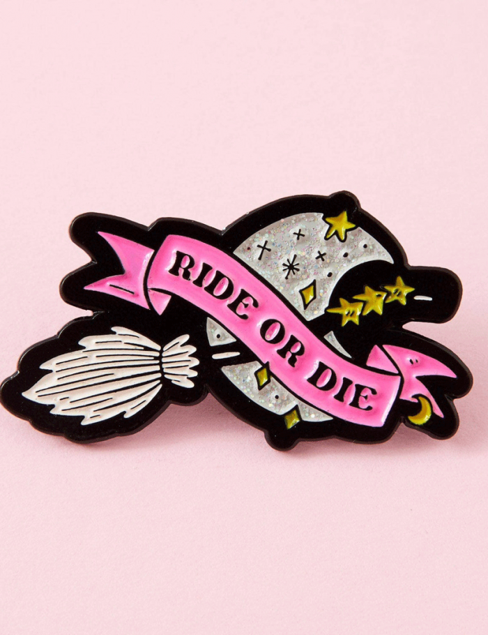 Ride or Die Broomstick Enamel Pin Badge