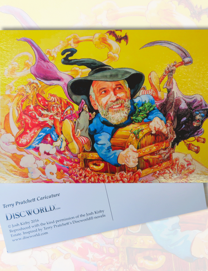 Terry Pratchett Caricature Postcard