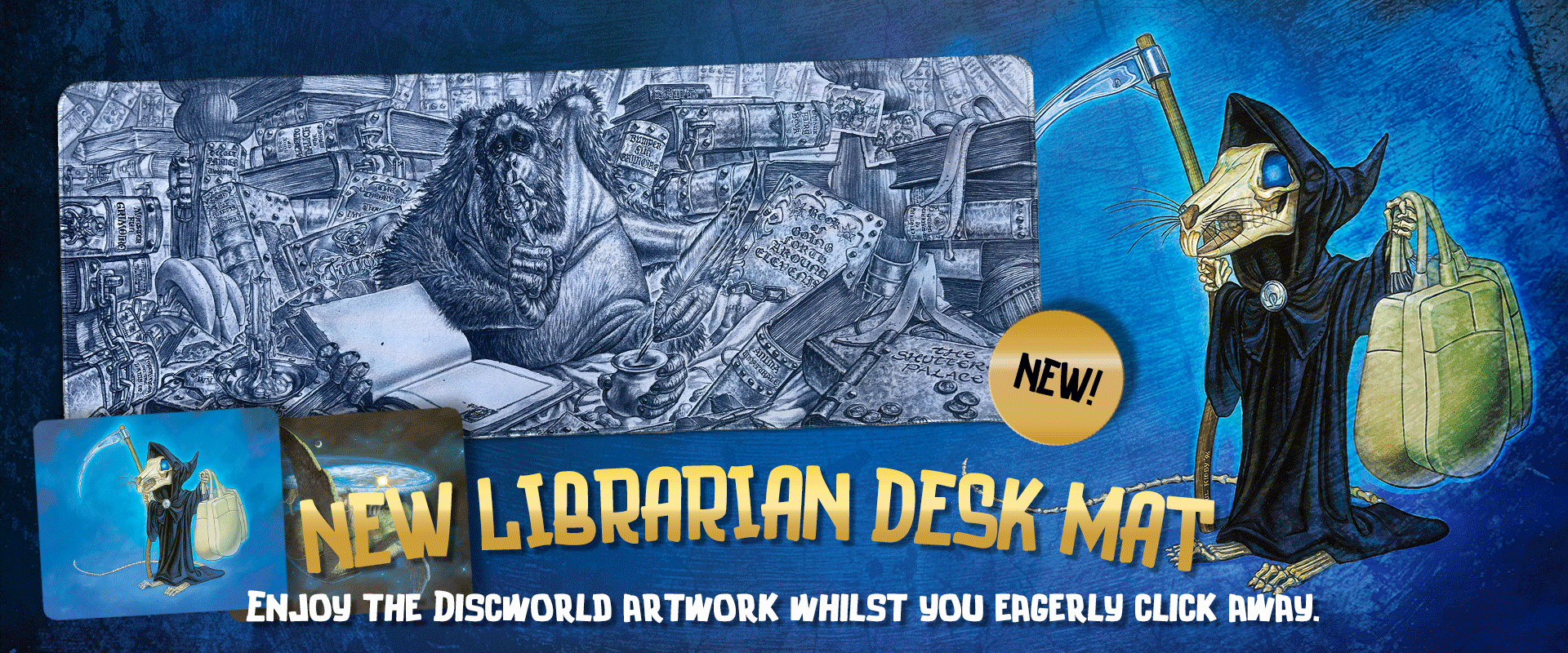 Discworld Mouse and Desk Mats. New! Librarian.
